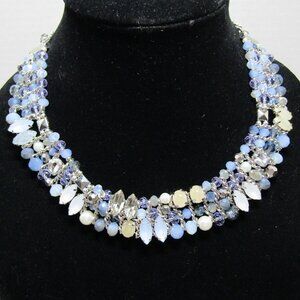 NWT Tanya Creations Choker blue and crystal 4 strand necklace fashion jewelry